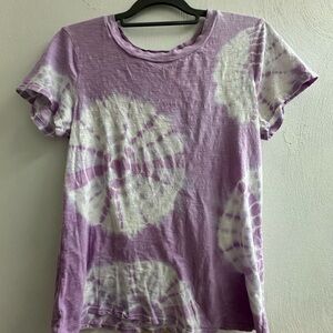 LOFT Lavender and White Tie-Dye Short Sleeve Top